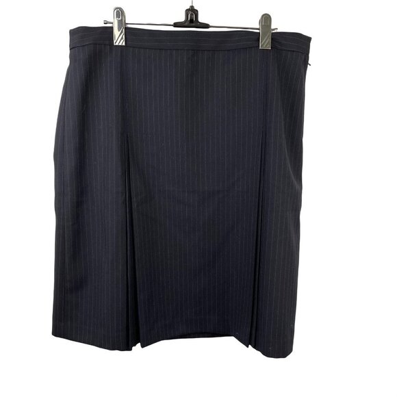 J. Crew Pleated pencil skirt size 10 navy white stripe - Picture 2 of 5